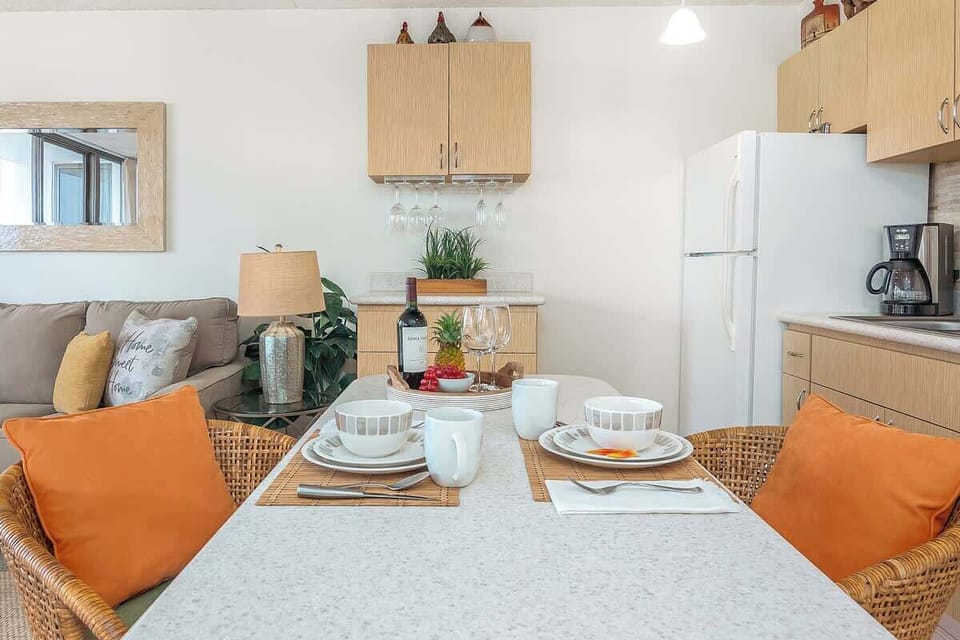 Dining table with 2 comfortable chairs perfect for shared meals