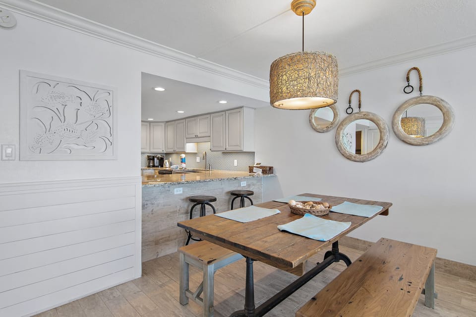 Dining table with seating for four
