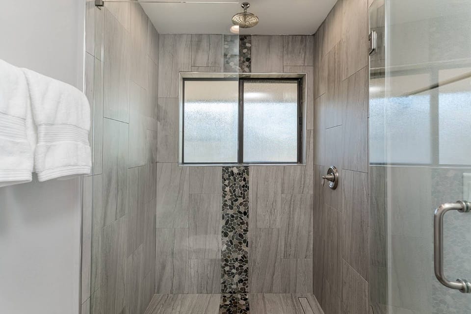 Master Bathroom Shower ~ Tiled Glass Encased Shower