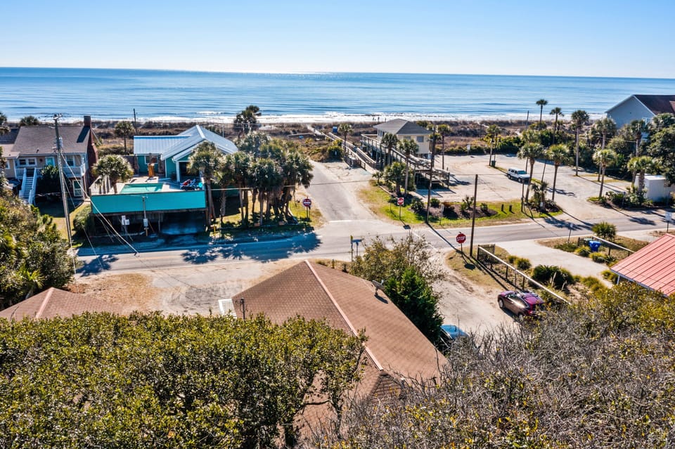 Aerial view with Folly Beach