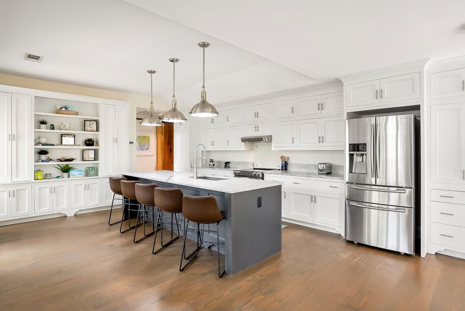 Beautiful updated kitchen and bar seating 