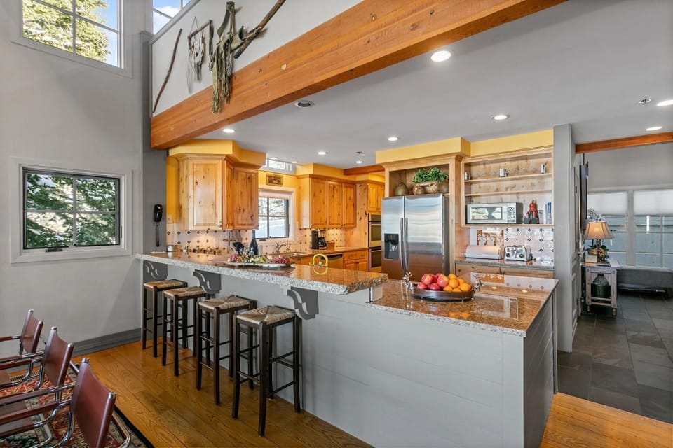 Indoors, Kitchen, Kitchen Island, Hardwood, Microwave