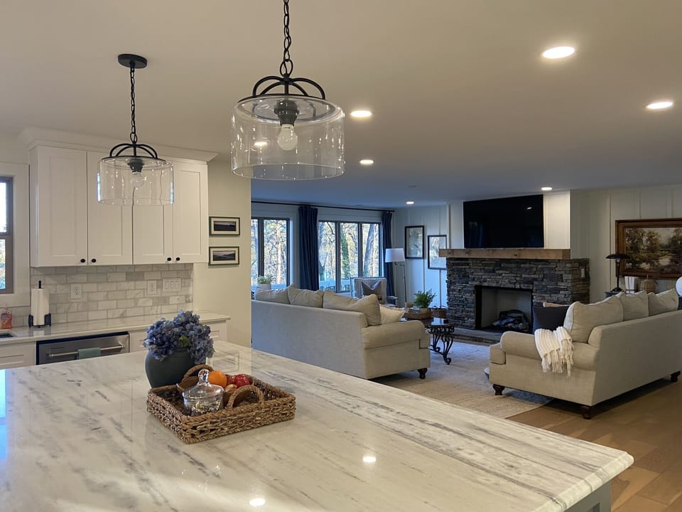 Open concept kitchen and living
