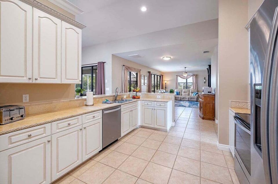 Large Kitchen with Wine Fridge and Modern Appliances