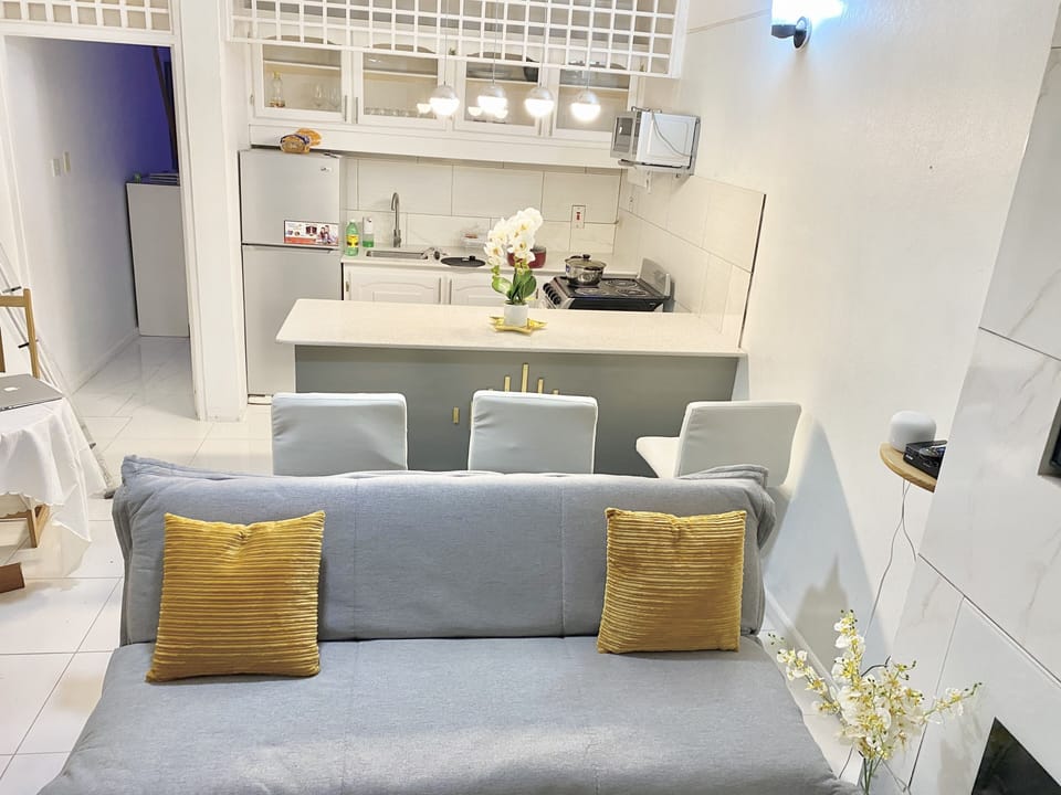 Sofa bed and kitchen 