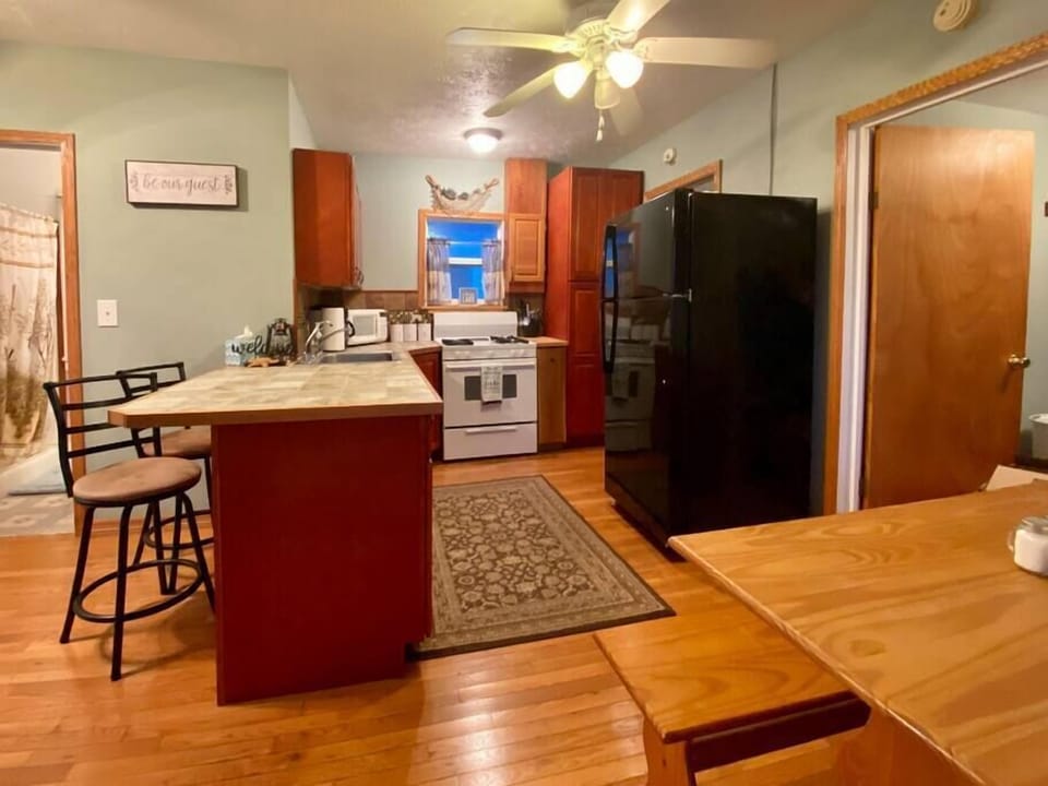 Kitchen with a built in table