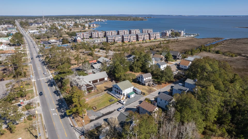 At the end of the string of condos is Stripers Restaurant, eat there. :)