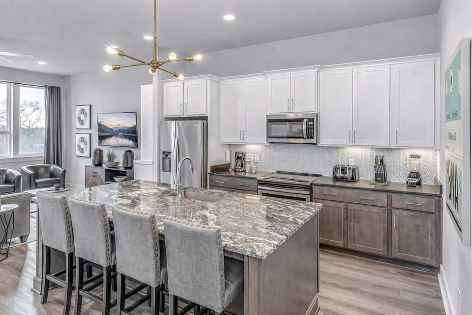 Dining table/island made for memorable meals with company.