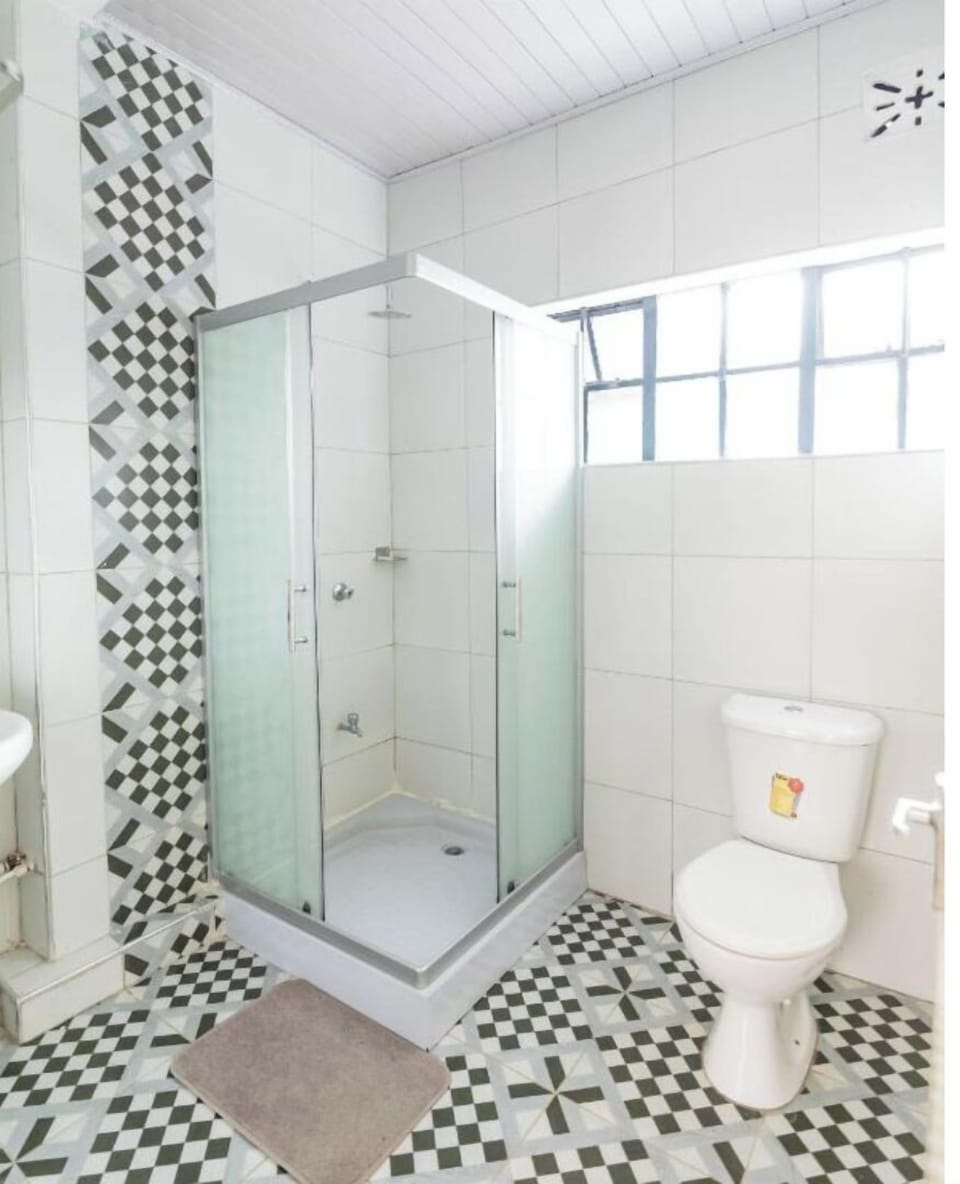 Combined shower/tub, towels