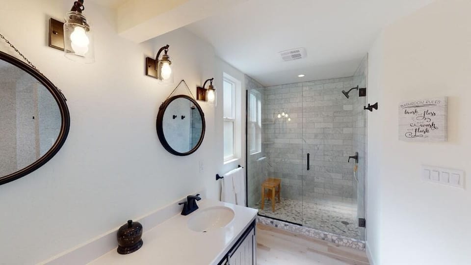 Dual Vanity / Marble Shower