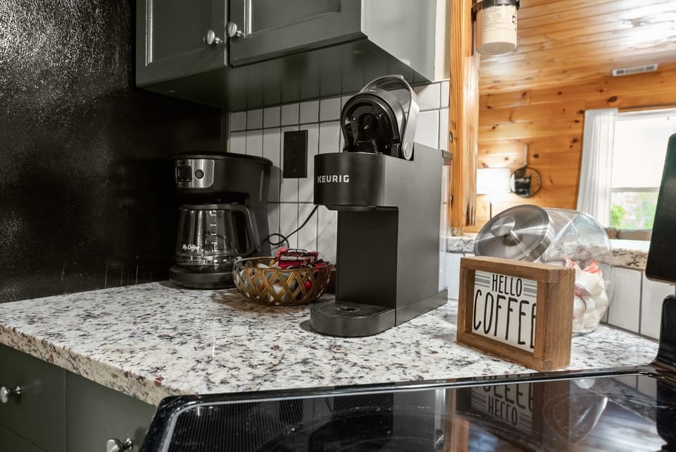 Both drip coffee and a Keurig coffee maker.