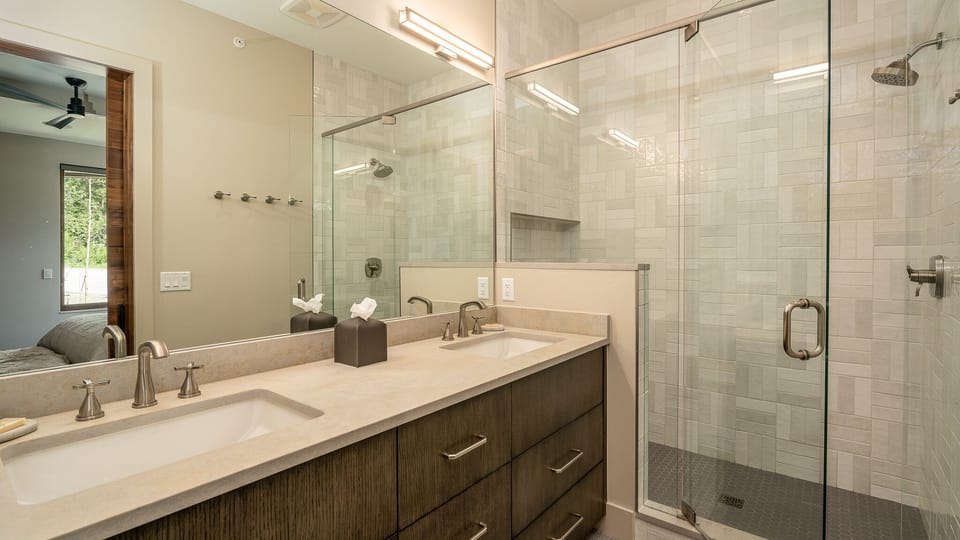 Bedroom 4, Upper Main Level - Ensuite with double vanity and walk-in shower