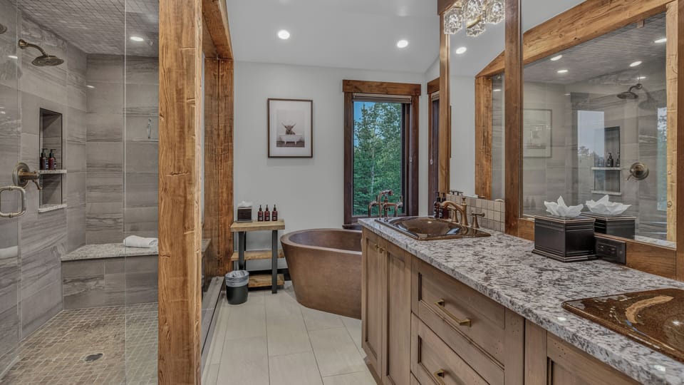 Bedroom 1, Main Level - Primary ensuite with double vanity