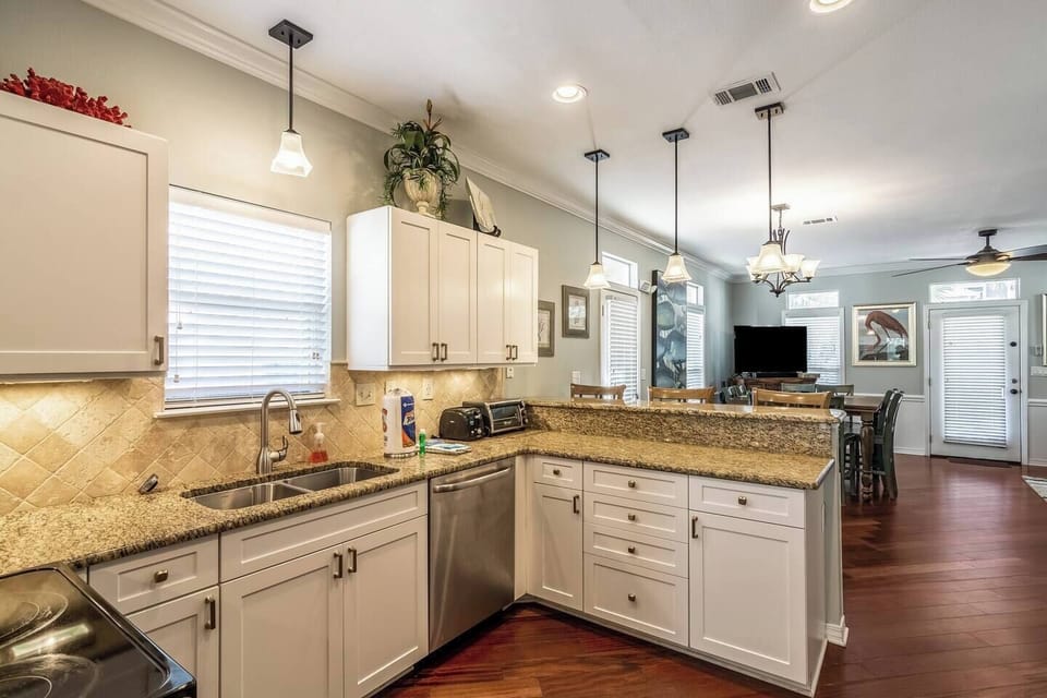 View of kitchen from back hallway