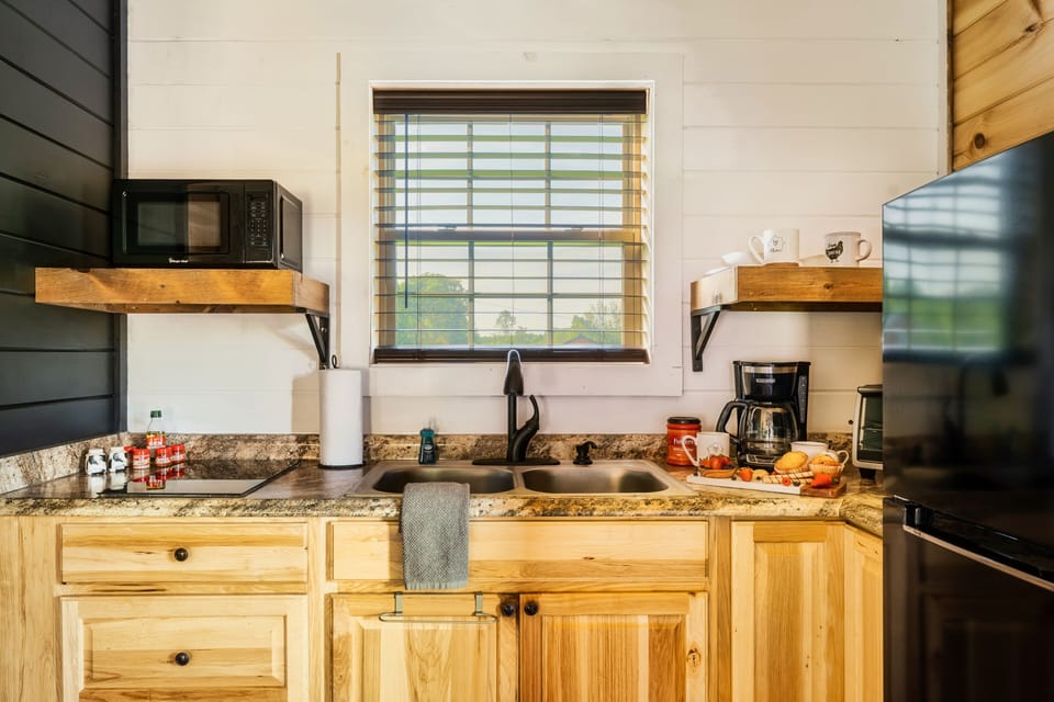 Our kitchenette is fully equipped with pots and pans, glassware & cooking ware!
