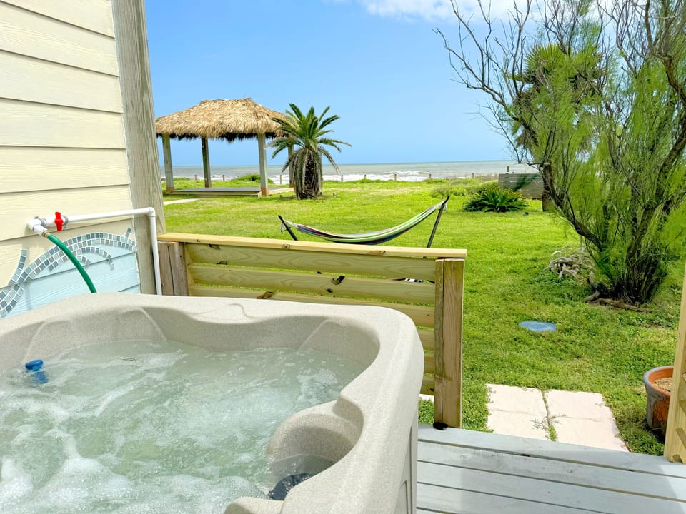Hot tub with an ocean view