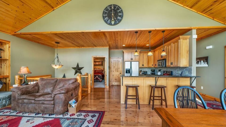 Main floor living blends dining and living areas.