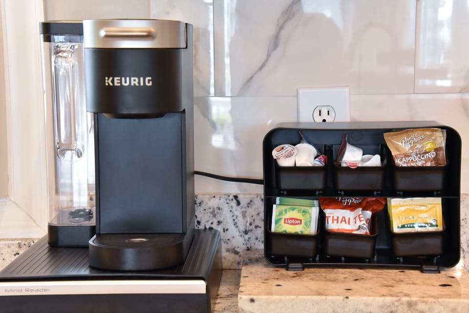 Bring coffee or enjoy our stocked coffee bar enjoy your coffee on the deck!