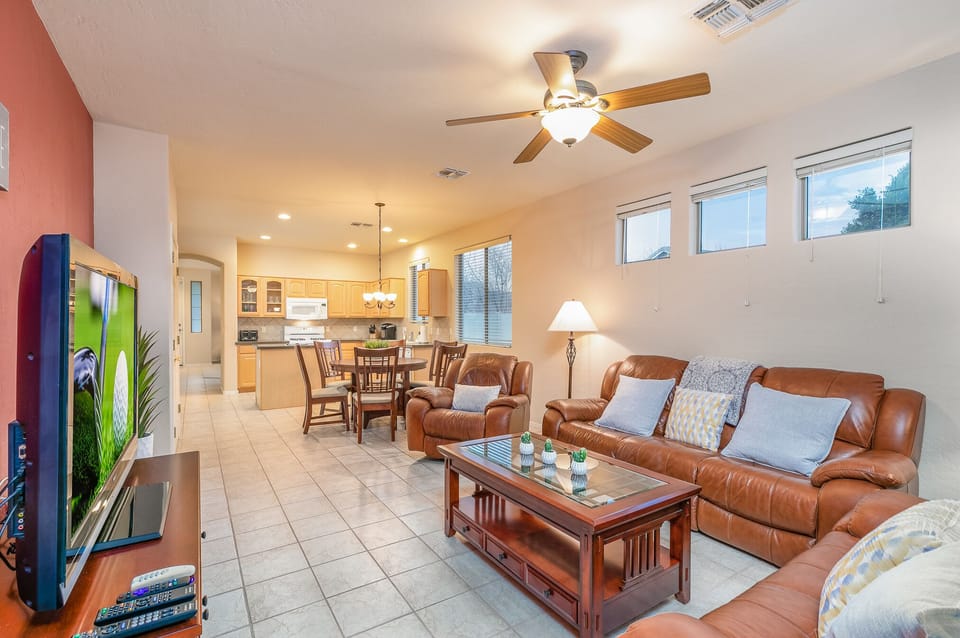 Spacious living room with comfortable seating.