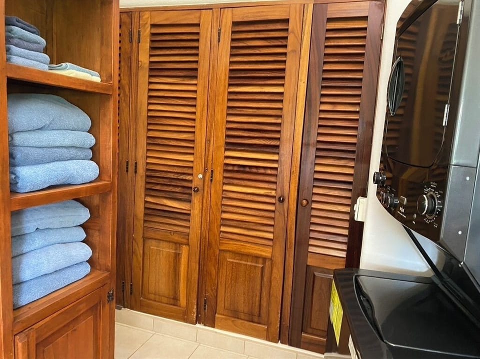 Full bathroom upstairs, storage closets