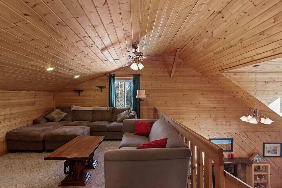 loft with chaise lounge and couch