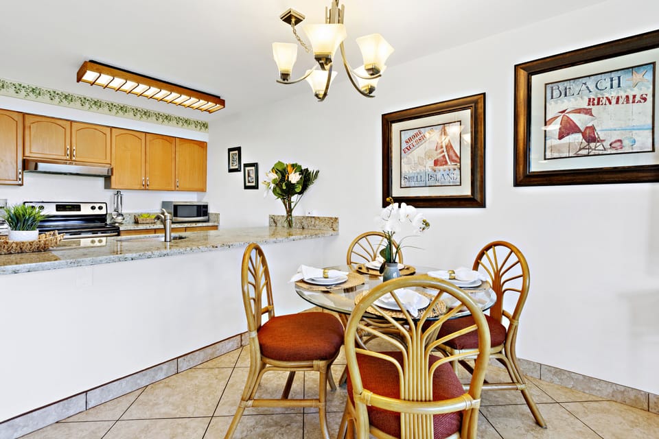 Dine al fresco or at this indoor dining table for 4