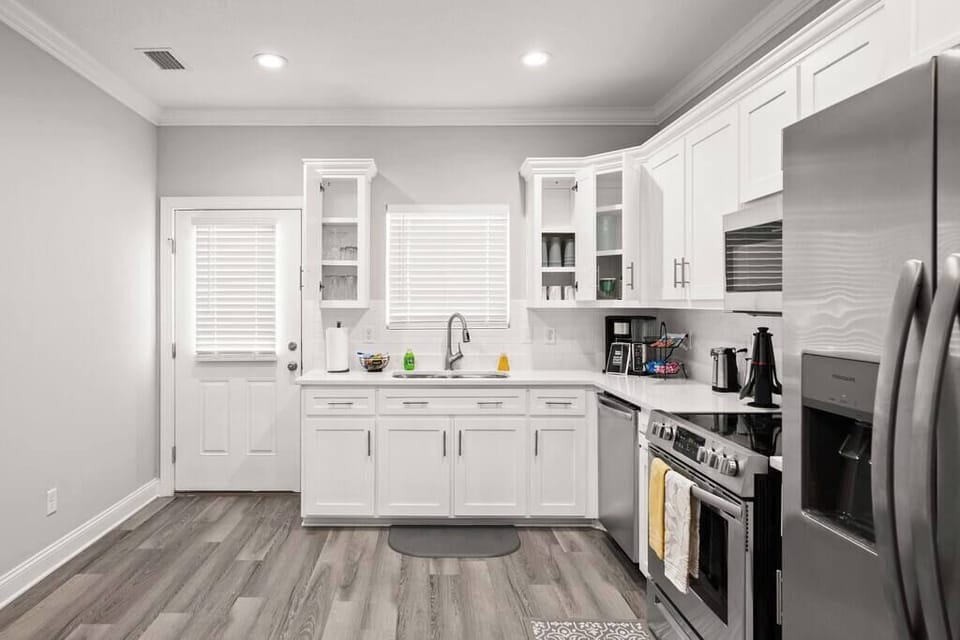 Fully stocked and open kitchen 