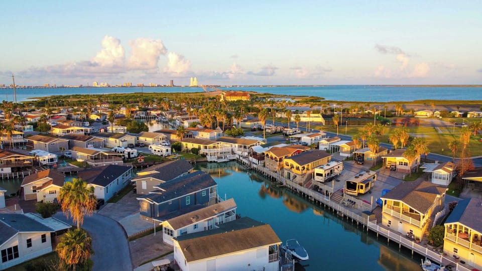 See the channels and canals of Long Island Village from above