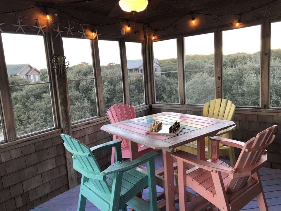 screened porch off kitchen. top level