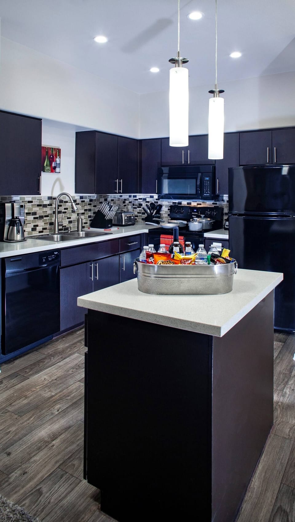 Fully equipped kitchen with plates, utensils, coffee maker and much more!
