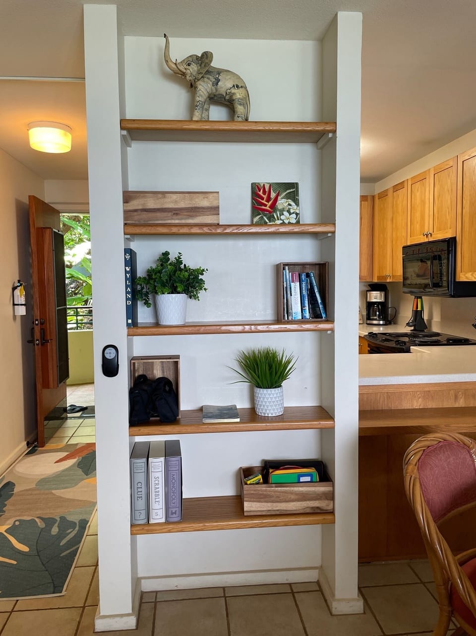 Binoculars, board games, island books