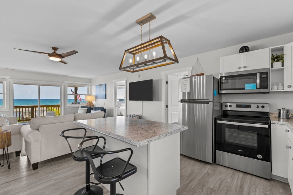 Modern Coastal Kitchen with Ocean Views - Open Concept - Stainless Steel 