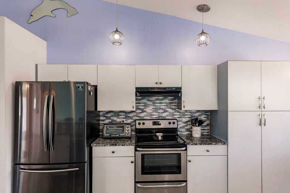 Beautiful stainless steel appliances and lots of storage,