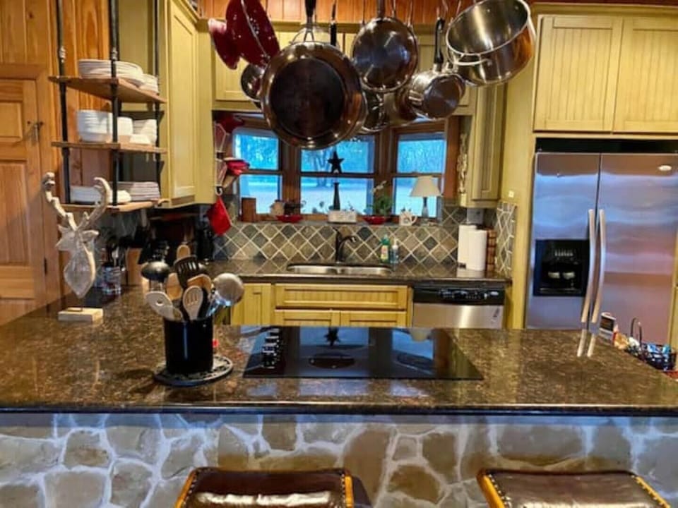 The kitchen is completely open to the dining room and living room.
