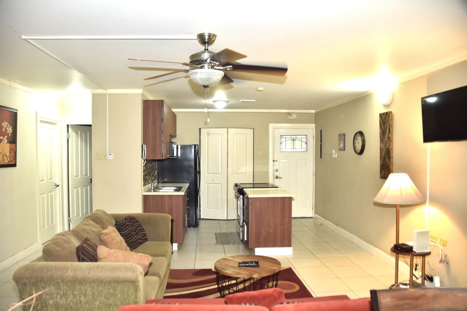 view of living and kitchen area