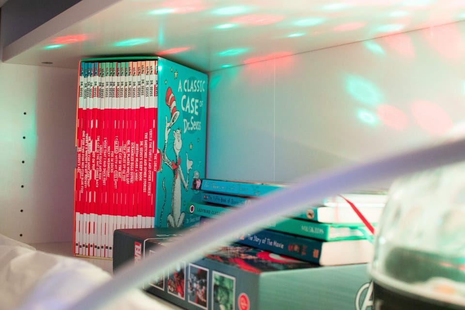 Kids books in the bedroom