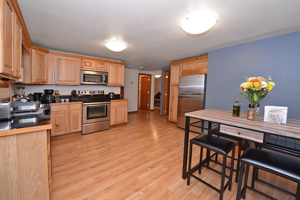 All spaces and doors are oversized to make this unit more accessible.