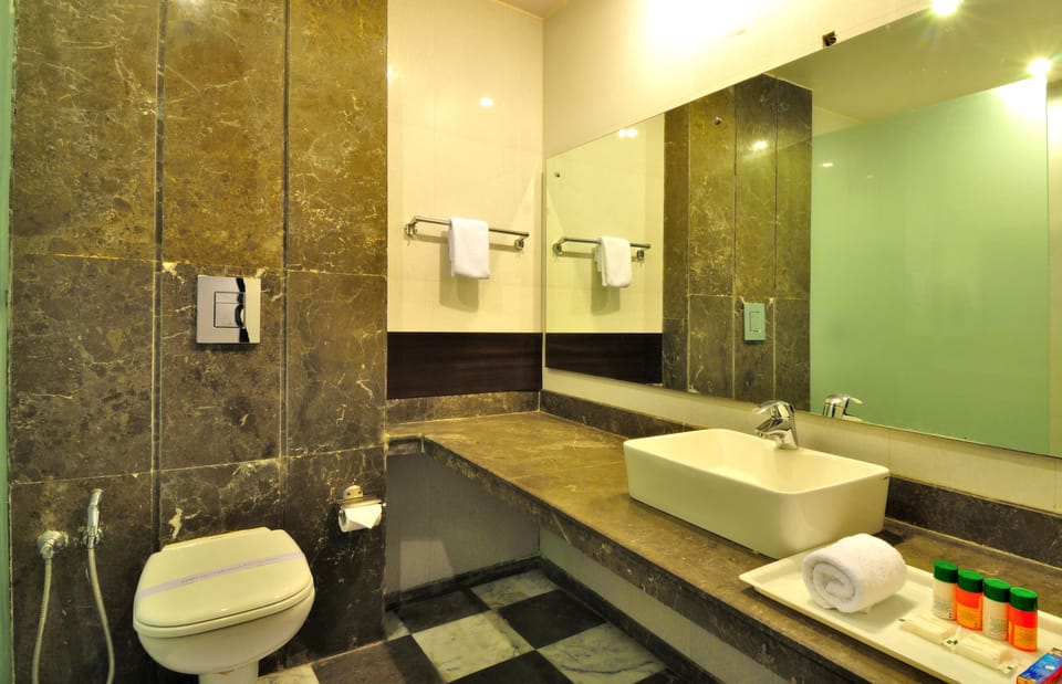 Shower, bathrobes, towels