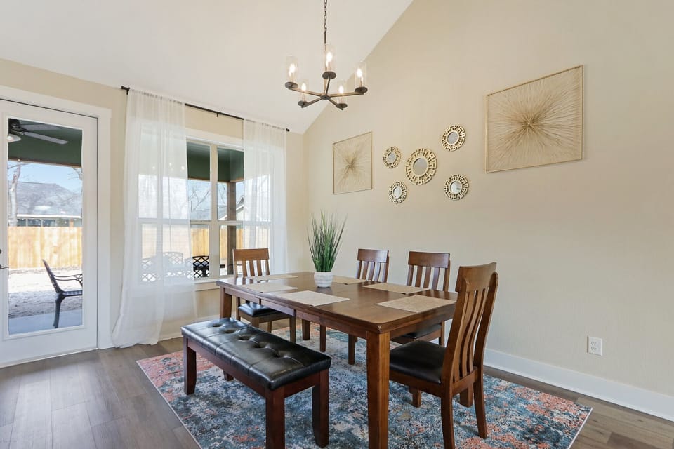 Dining table with seating for seven guests