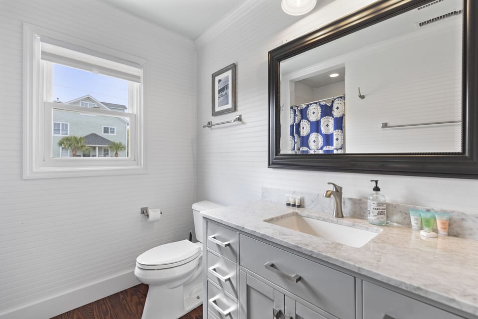 Bright bathroom with a walk in shower!