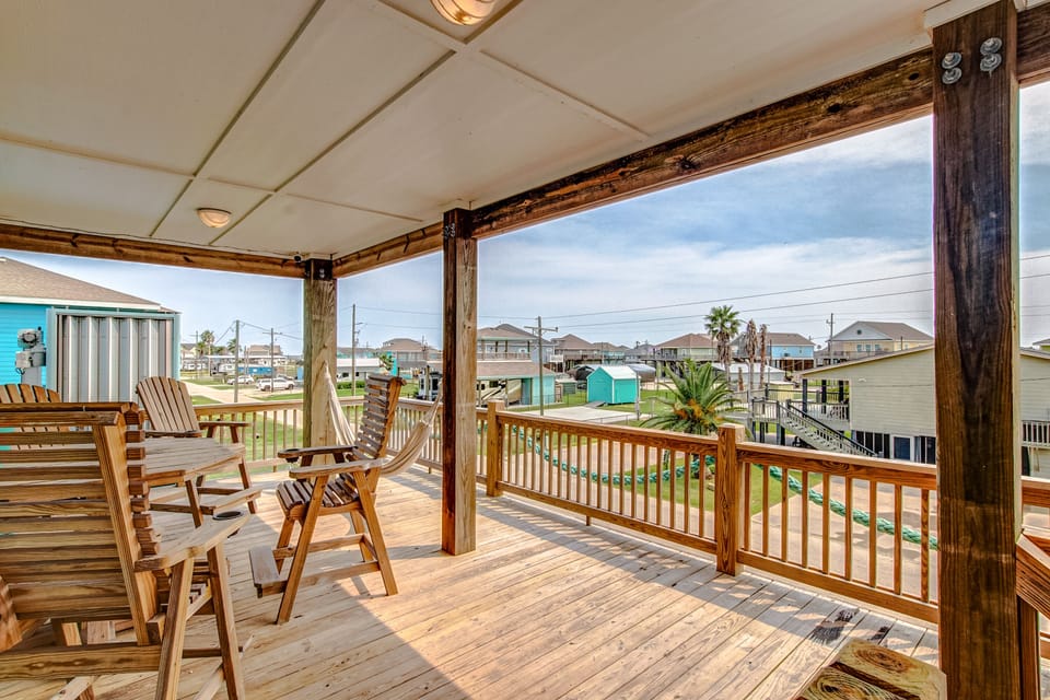 Spend time on the covered deck listening to the sound of ocean waves.