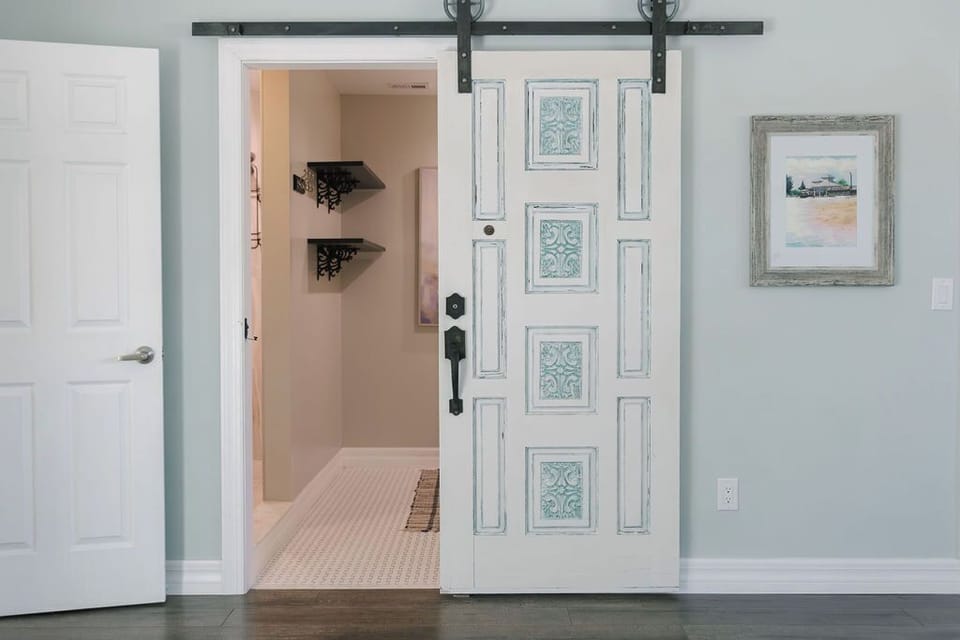 Barn door to master bath