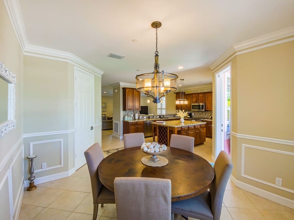 Enjoy a meal in the dining room on the copper table that seats 6