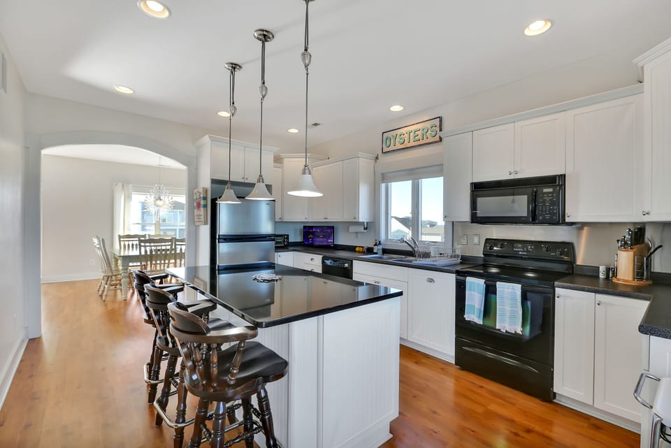 Fully furnished kitchen, including pots, dishes, silverware, etc.
