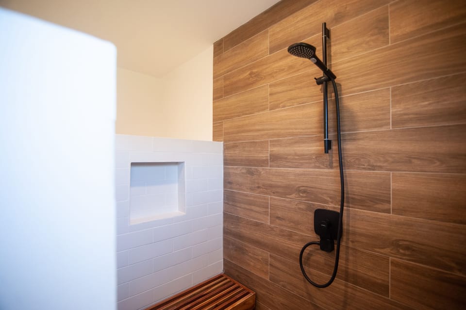 New hand shower in the guest house. Perfect for kids