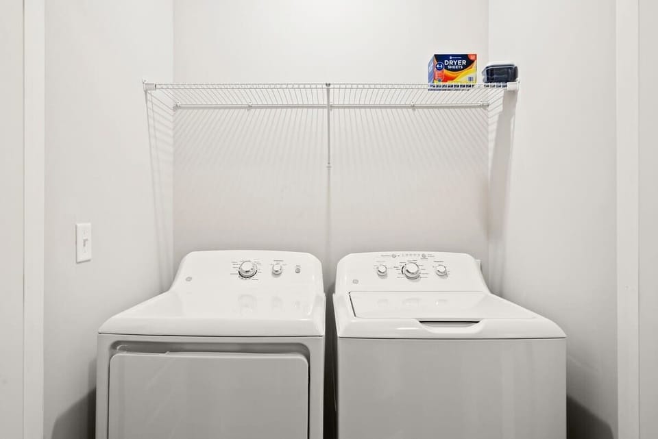 Washer and dryer equipped with detergent and dryer sheets so you can go to your next destination with a suitcase of clean clothes! 