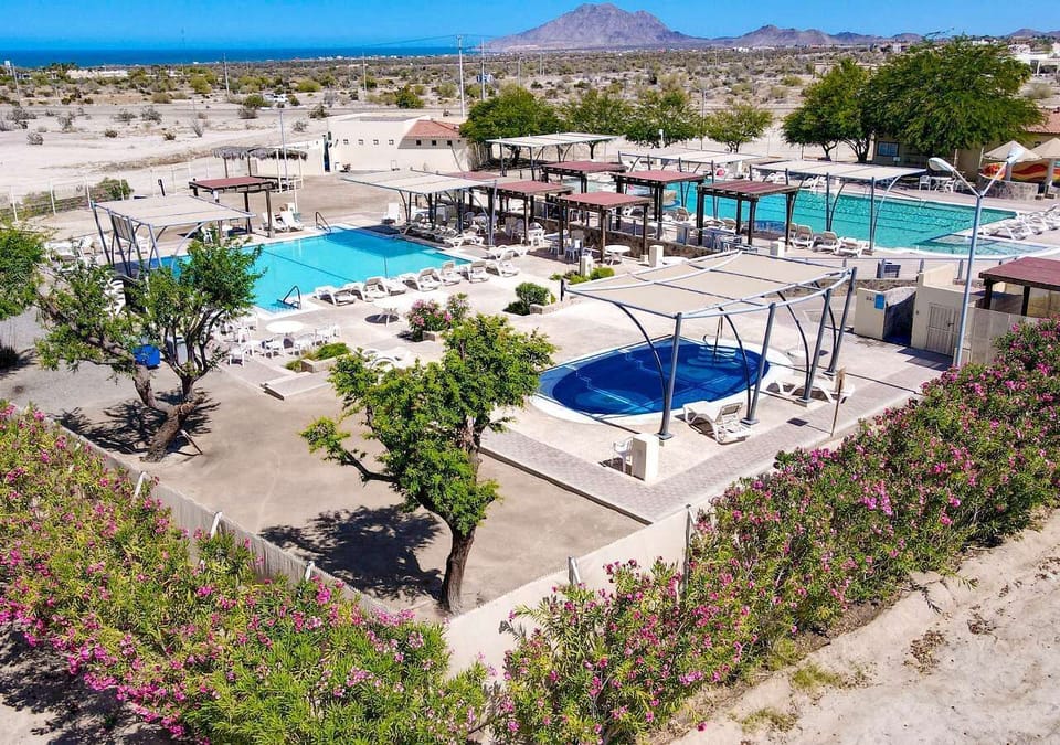 The El Cachanilla pool complex on the mountain side is the only heated pool at El Dorado Ranch . Casa Frazier guests have full access to this heated pool plus jacuzzi, open daily 8AM–10PM.