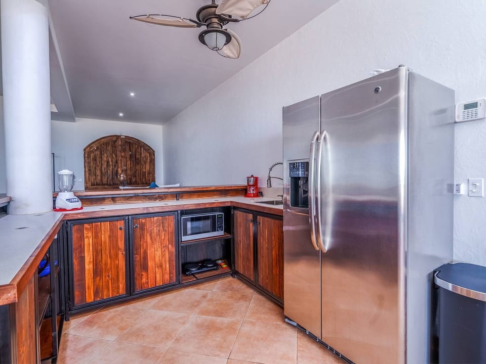 No need to go downstairs for every drink or snack. This upstairs kitchenette at Casa Blanca vacation rental in San Felipe BC MX keeps everything convenient while you enjoy the pool view.