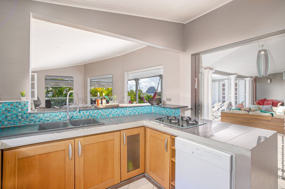 The kitchen at Diamond Rock Villa is ideal for entertaining family or friends and preparing the best West Indian recipes.