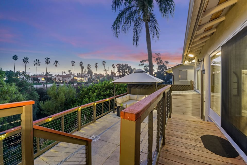 Outdoor patio with outdoor seating and a view!